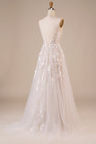 Robe de mariée longue en tulle dos nu ivoire avec Broderie