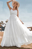 A-Line Simple Longue Plage Robe de mariée simple