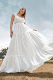 A-Line Simple Longue Plage Robe de mariée simple
