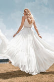 A-Line Simple Longue Plage Robe de mariée simple