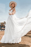 A-Line Simple Longue Plage Robe de mariée simple