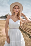 A-Line Simple Longue Plage Robe de mariée simple