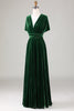 Charger l&#39;image dans la galerie, Vert foncé Porter Velours Robe de demoiselle d’honneur longue