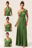 Charmant Une ligne Vert Olive Spandex Cabriolet Porter Robe de demoiselle d’honneur