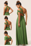 Charmant Une ligne Vert Olive Spandex Cabriolet Porter Robe de demoiselle d’honneur