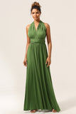 Charmant Une ligne Vert Olive Spandex Cabriolet Porter Robe de demoiselle d’honneur