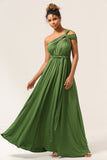 Charmant Une ligne Vert Olive Spandex Cabriolet Porter Robe de demoiselle d’honneur