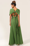 Charmant Une ligne Vert Olive Spandex Cabriolet Porter Robe de demoiselle d’honneur