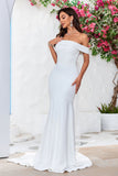 Robe de mariée simple sirène Satin de l’épaule