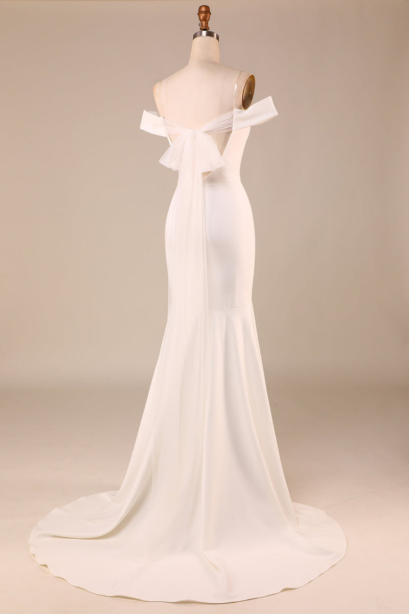 Charger l&#39;image dans la galerie, Simple Ivory Mermaid Lace-Up Back Robe de mariée longue