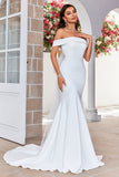 Robe de mariée simple sirène Satin de l’épaule