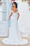Robe de mariée simple sirène Satin de l’épaule