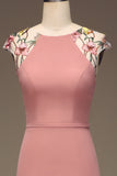 Dusty Rose A-ligne en mousseline de soie et broderie Maxi robe de demoiselle d’honneur