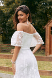 Robe de mariée Ivoire sirène dentelle Sweep Train avec manches