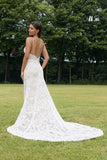 Robe de mariée sans dos en dentelle de sirène ivoire