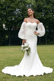 Robe de mariée à manches longues Sweetaid Sweetheart Detachale Ivoire avec dentelle
