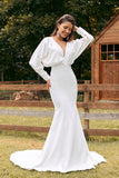 Robe de mariée sirène à manches longues Ivoire simple