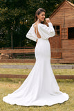 Robe de mariée sirène à manches longues Ivoire simple