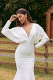 Robe de mariée sirène à manches longues Ivoire simple
