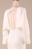 Simple Sirène Ivoire Manches Longues Robe de mariée Col V Profond