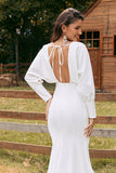 Robe de mariée sirène à manches longues Ivoire simple