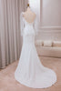 Charger l&#39;image dans la galerie, Ivoire trompette balayage train manches longues robe de mariée avec 3D Appliques