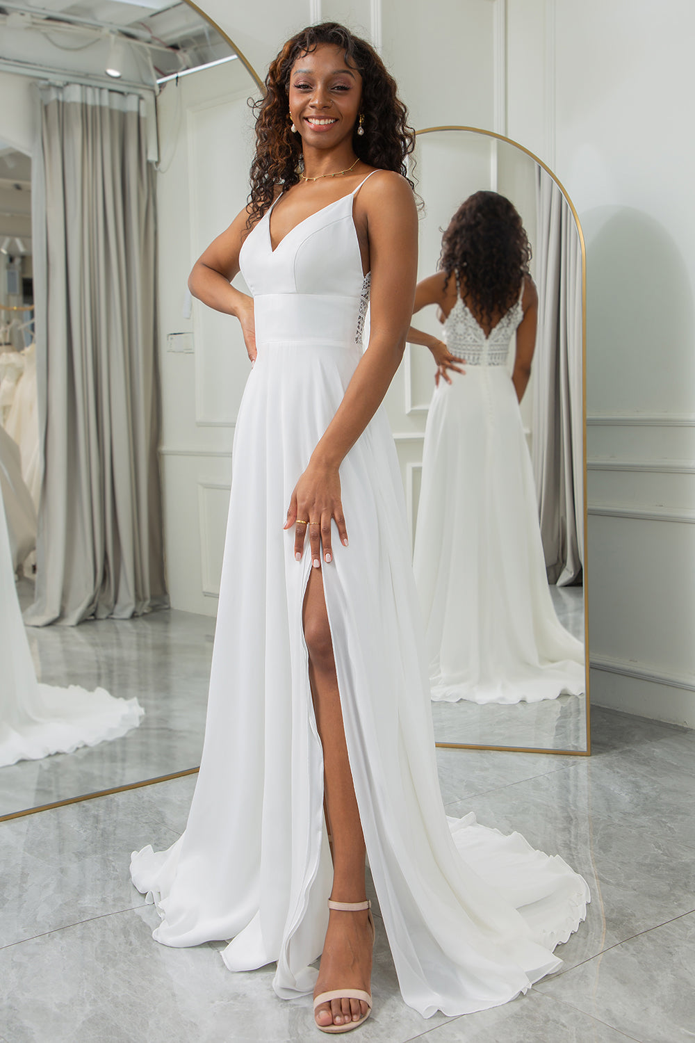 Bianco Robe De Mariée Soie Robe De Mariée En Mousseline