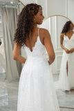 Robe de mariée en dentelle Sweep Train A-Line ivoire avec fente