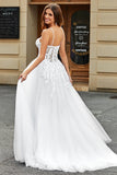Robe de mariée longue en tulle Corset blanc avec fente