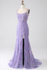 Charger l&#39;image dans la galerie, Robe de Soirée sirène à lacets dans le dos et paillettes lilas avec fente