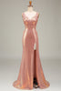 Charger l&#39;image dans la galerie, Robe de soirée sirène rose vif scintillant avec fente