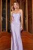 Charger l&#39;image dans la galerie, Robe de soirée élégante sirène chérie lilas Corset avec des Appliques en dentelle