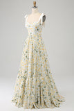 Robe de soirée longue à fleurs A-Line ivoire