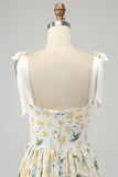 Robe de soirée longue à fleurs A-Line ivoire