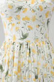 Robe de soirée longue à fleurs A-Line ivoire