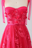 Robe de Soirée longue fuchsia à bretelles spaghetti et fente