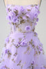 Charger l&#39;image dans la galerie, Robe de soirée longue à bretelles spaghetti A-Line lilas avec fleurs 3D