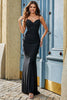 Charger l&#39;image dans la galerie, Sirène perlé noir robe de soirée avec volants