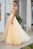 Princesse A Line Sweetheart Golden Long Prom Robe de bal