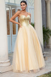 Princesse A Line Sweetheart Golden Long Prom Robe de bal