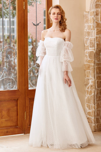 Tulle Blanc Off Shoulder Robe de mariée