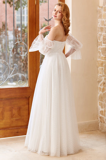 Tulle Blanc Off Shoulder Robe de mariée