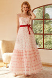 Princess A Line Sweetheart Robe de bal longue avec nœud papillon