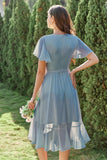 Robe de cocktail Blue Chiffon Wrap