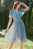 Robe de cocktail Blue Chiffon Wrap