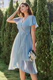 Robe de cocktail Blue Chiffon Wrap