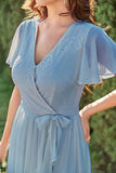 Robe de cocktail Blue Chiffon Wrap