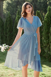 Robe de cocktail Blue Chiffon Wrap