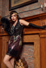Charger l&#39;image dans la galerie, Noir &amp; Rouge Short Sequins 1920s Flapper Robe Flapper