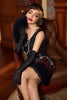 Charger l&#39;image dans la galerie, Noir &amp; Rouge Short Sequins 1920s Flapper Robe Flapper